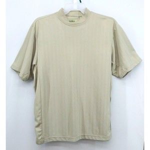 Links Golf Wear Shirt Mens L Golf Dry Performance Short Sleeve Beige Pullover